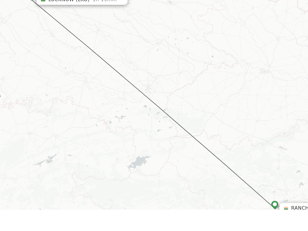 Flights from Ranchi to Lucknow route map