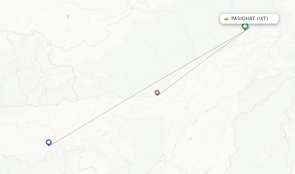 Route map with flights from Pasighat with Alliance Air