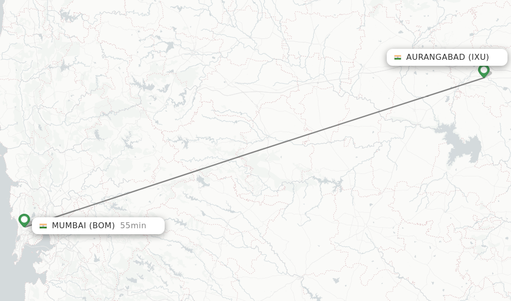 Flights from Aurangabad to Mumbai route map