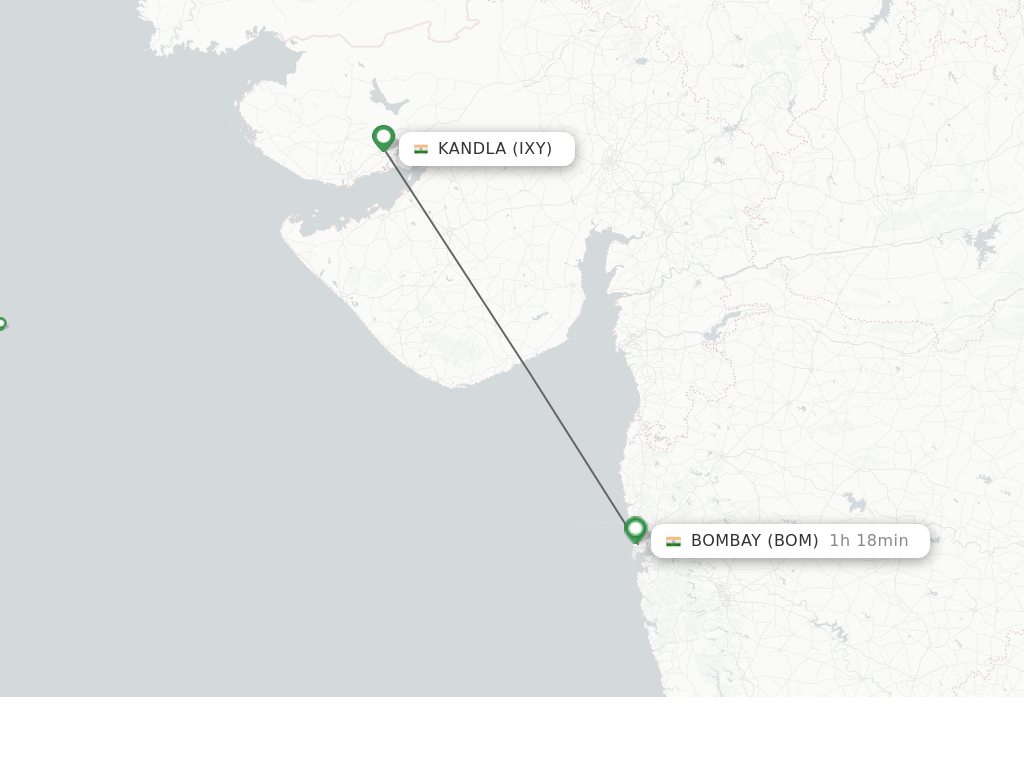 Flights from Kandla to Bombay route map