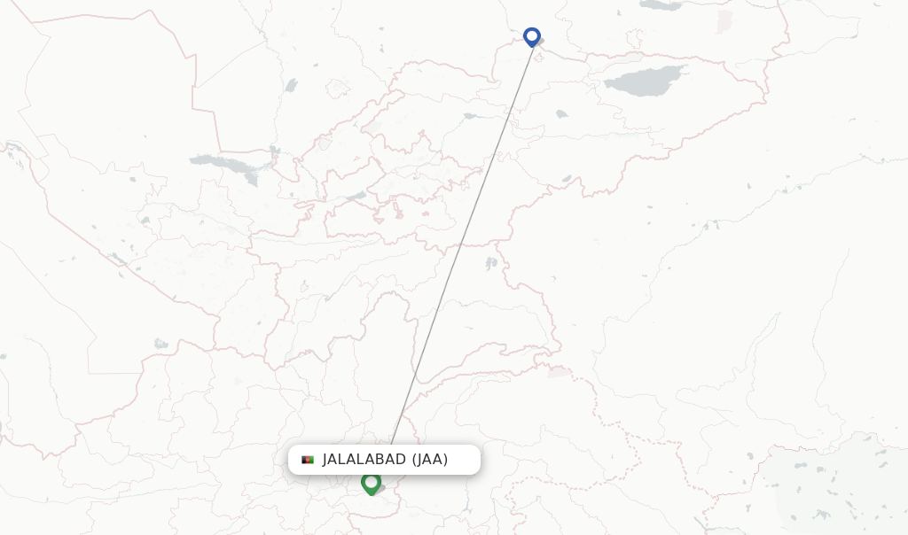 Route map with flights from Jalalabad with Avia Traffic Company