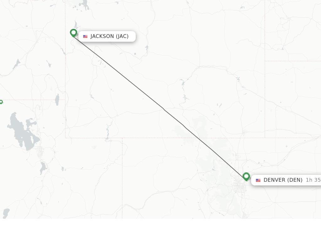 Flights from Jackson to Denver route map