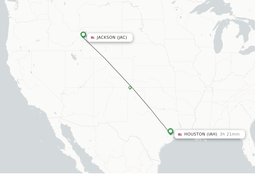 Flights from Jackson to Houston route map