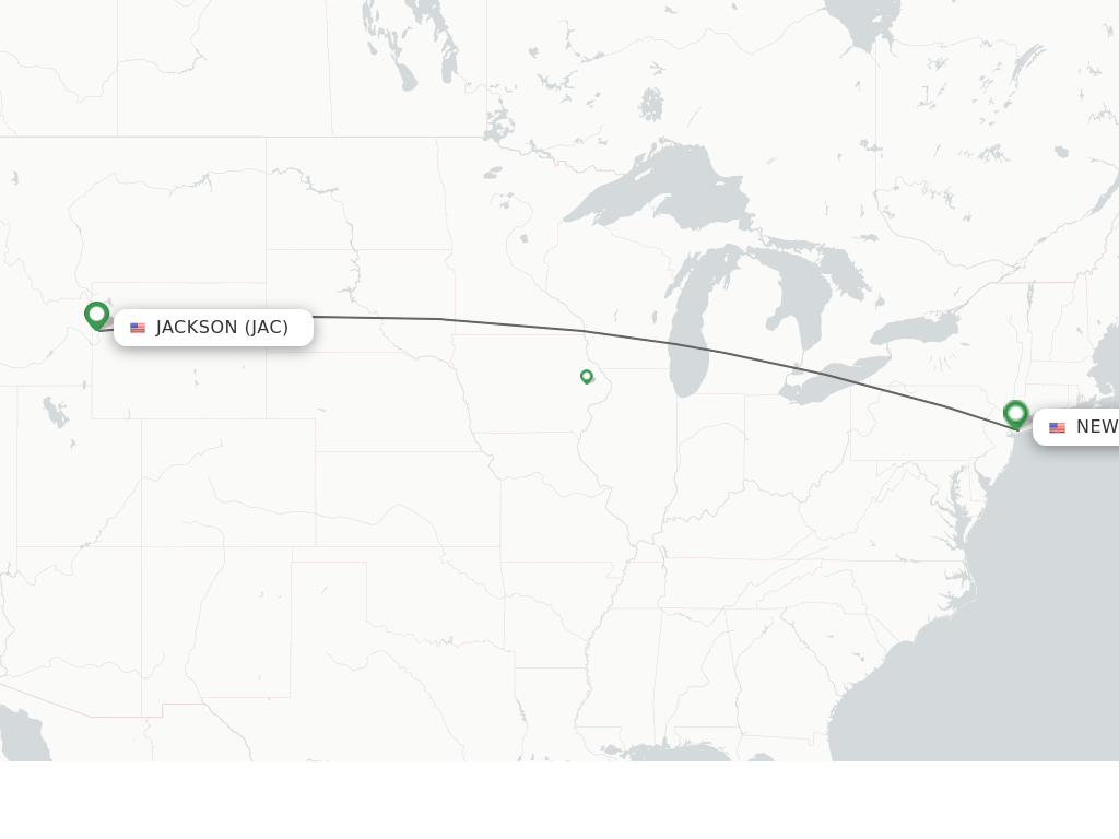 Flights from Jackson to New York route map