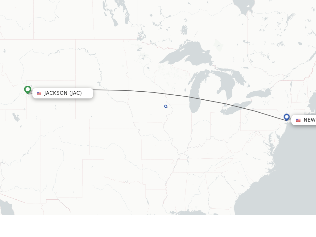 Flights from Jackson to New York route map