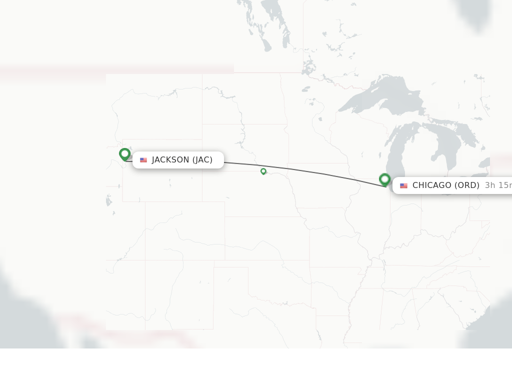 Flights from Jackson to Chicago route map