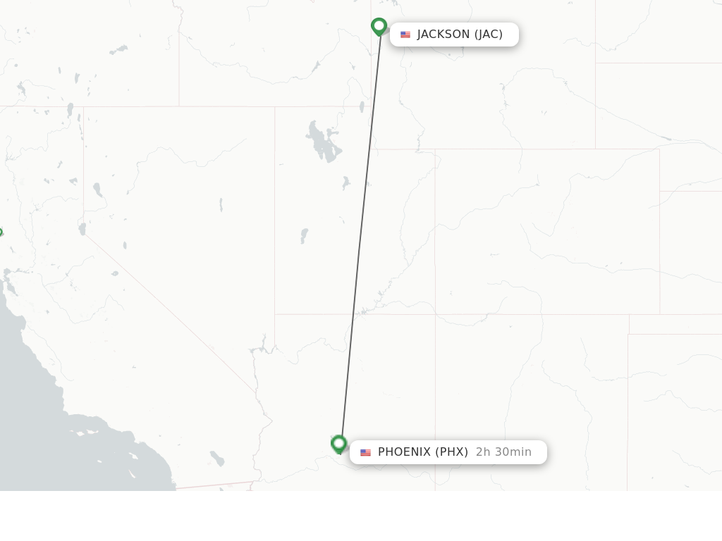 Flights from Jackson to Phoenix route map