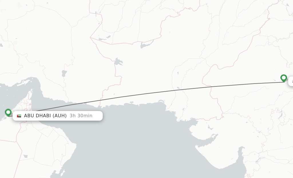 Flights from Abu Dhabi to Jaipur route map