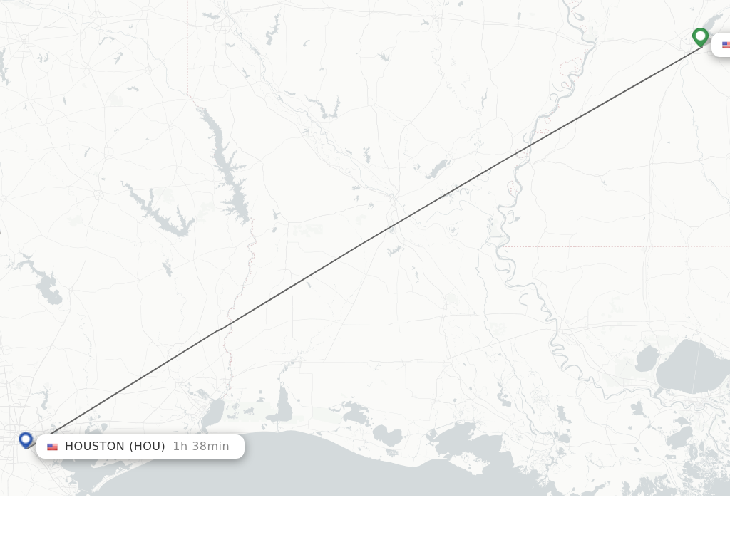 Flights from Jackson to Houston route map