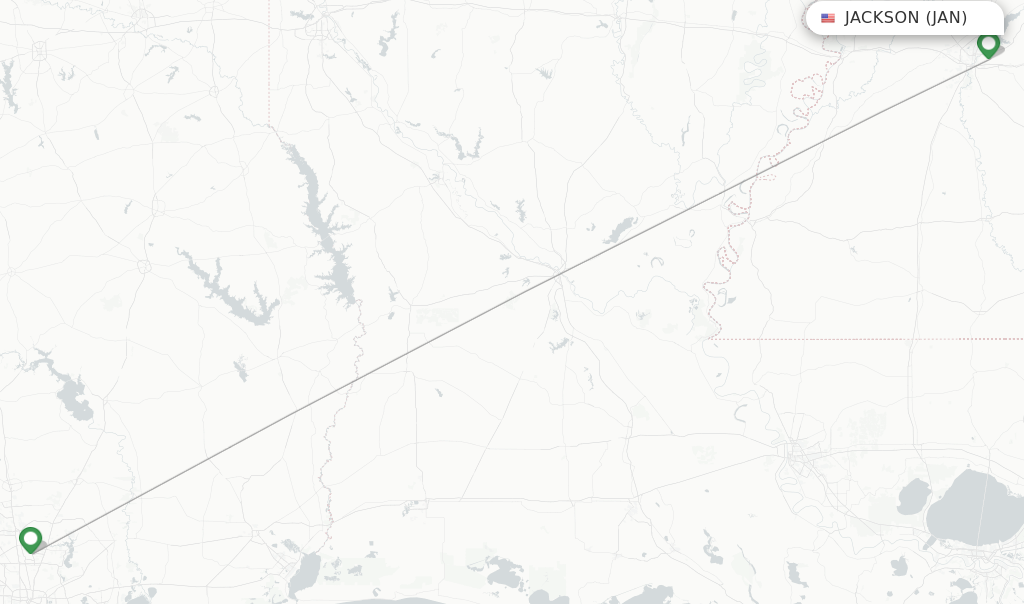 Route map with flights from Jackson with United