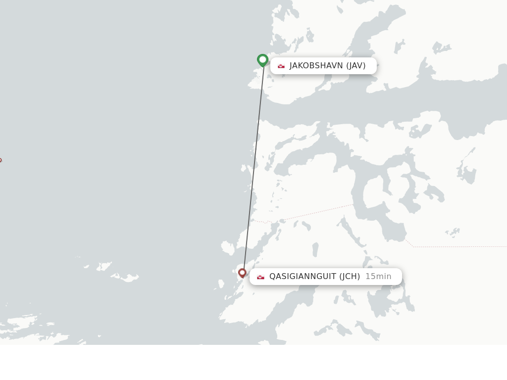 Flights from Ilulissat to Qasigiannguit route map