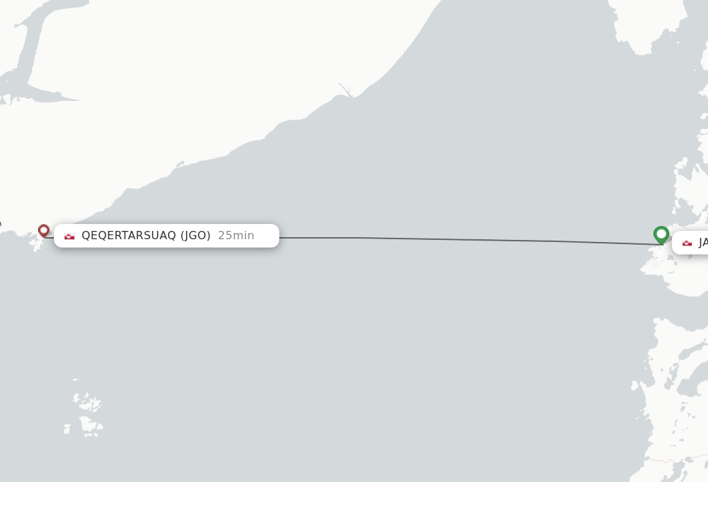 Flights from Ilulissat to Qeqertarsuaq route map