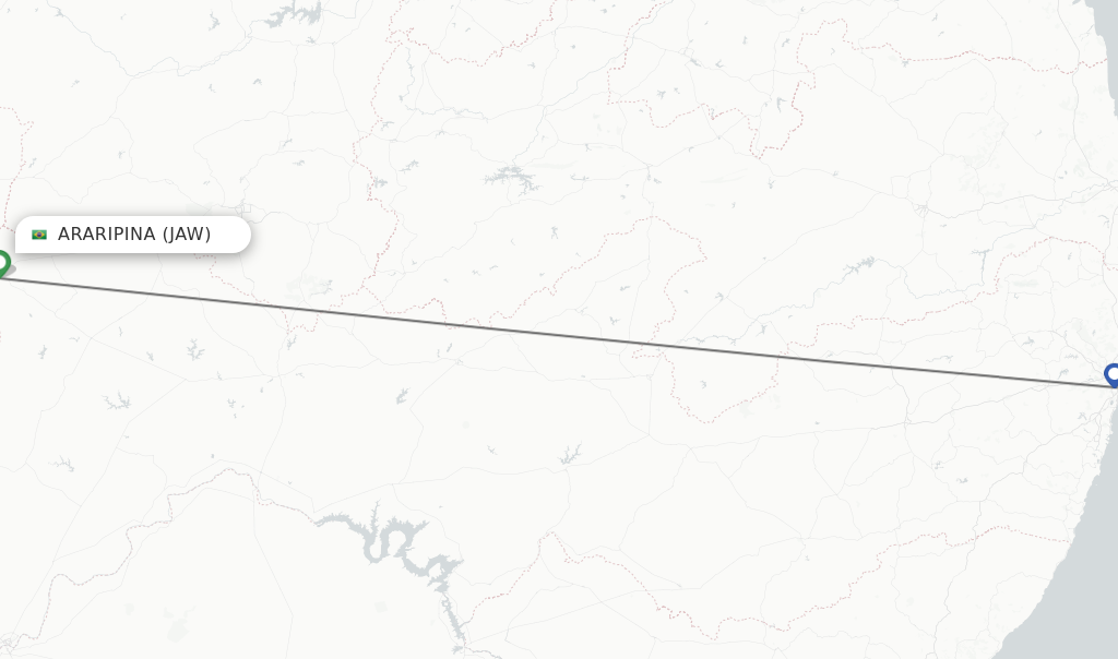 Flights from Recife to Araripina route map