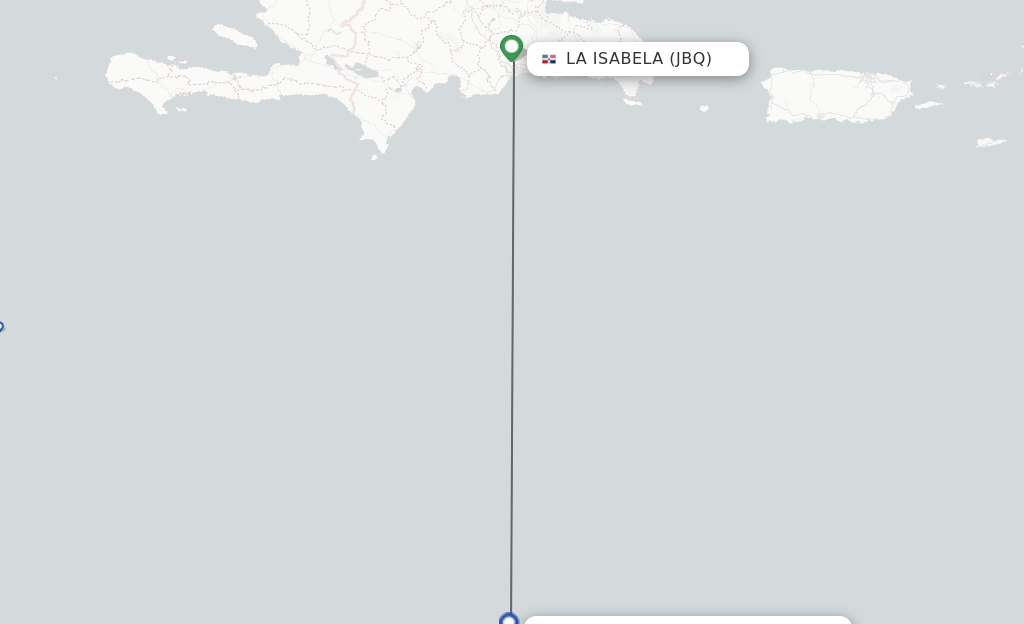 Flights from Santo Domingo to Aruba route map