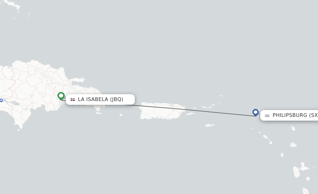 Flights from Santo Domingo to Sint Maarten route map