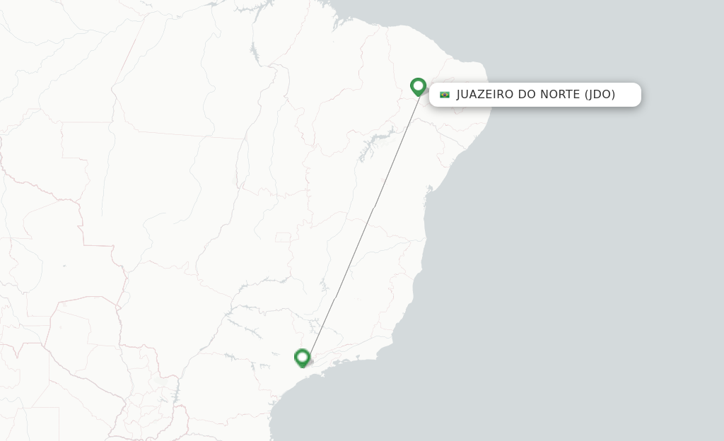 Route map with flights from Juazeiro Do Norte with LATAM Airlines
