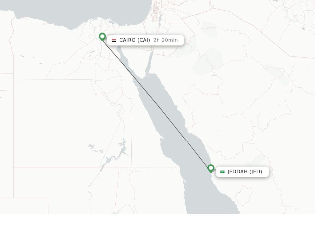 Flights from Jeddah to Cairo route map