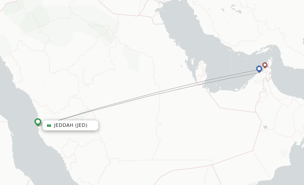 Route map with flights from Jeddah with Air Arabia