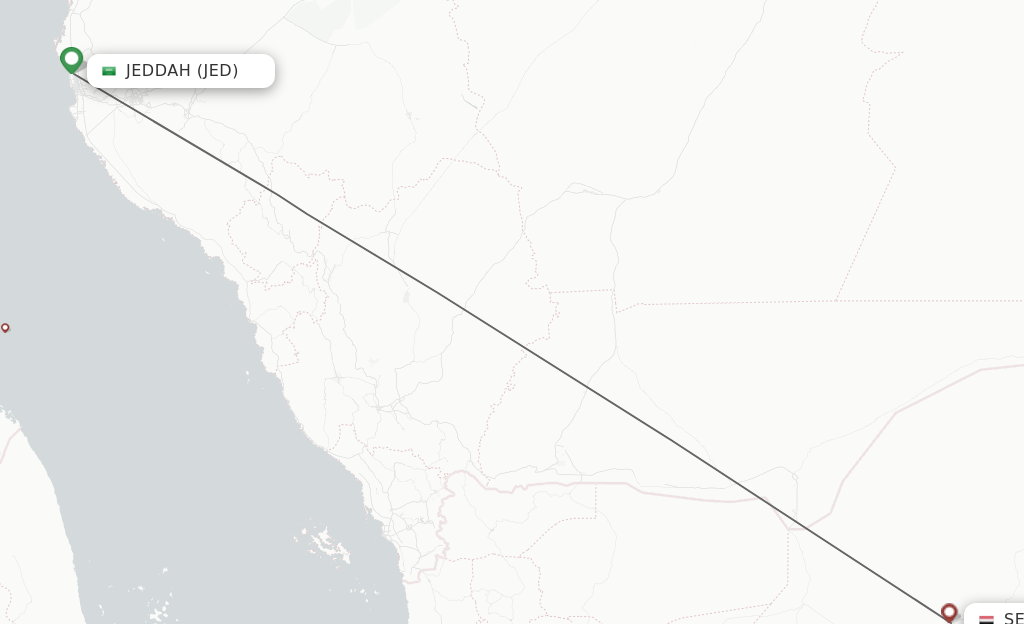 Flights from Jeddah to Seiyun route map