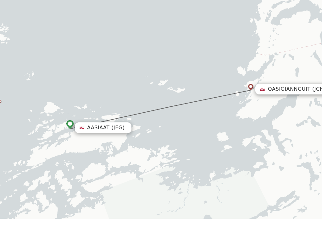 Flights from Aasiaat to Qasigiannguit route map