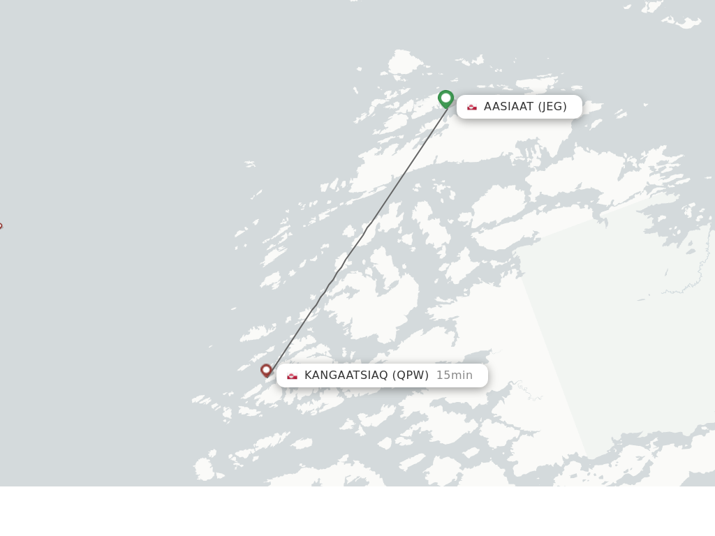 Flights from Aasiaat to Kangaatsiaq route map