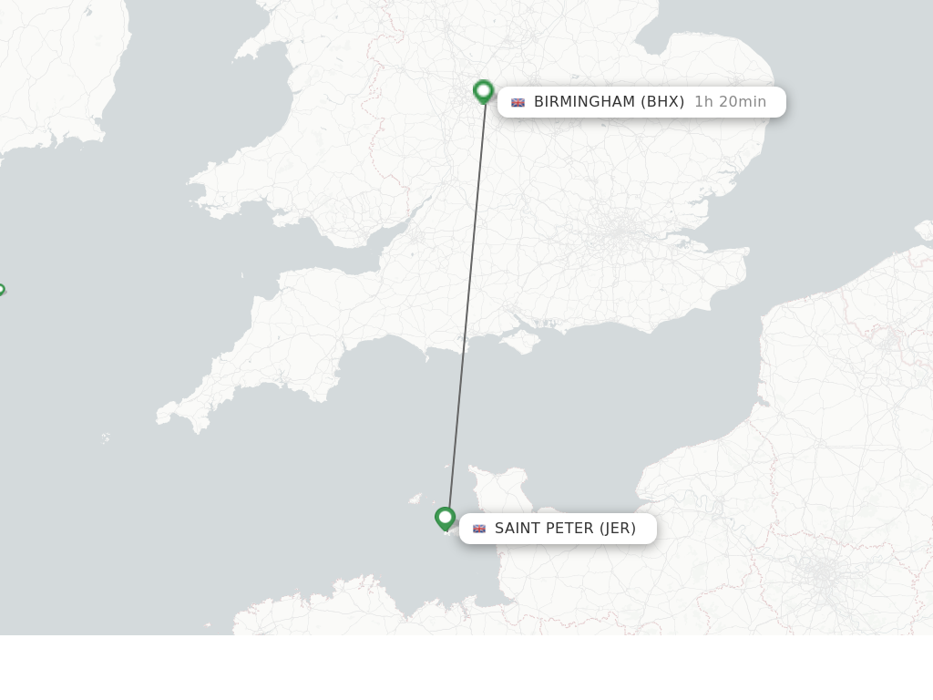 Flights from Saint Peter to Birmingham route map