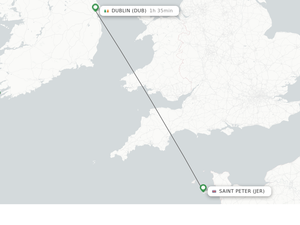 Flights from Saint Peter to Dublin route map