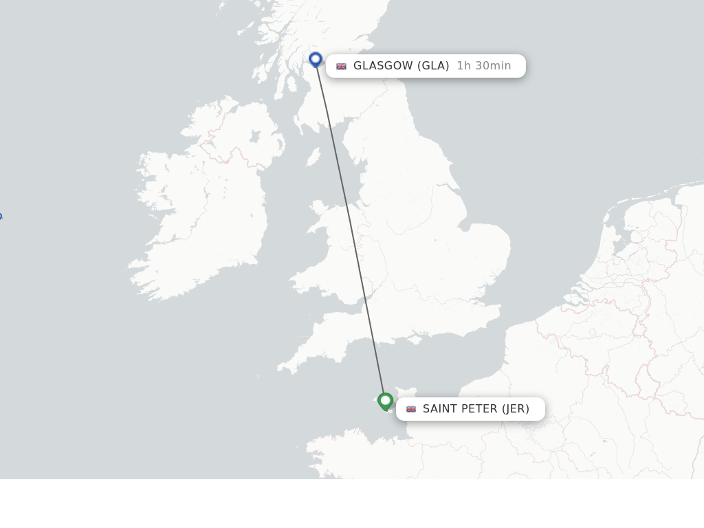 Flights from Saint Peter to Glasgow route map