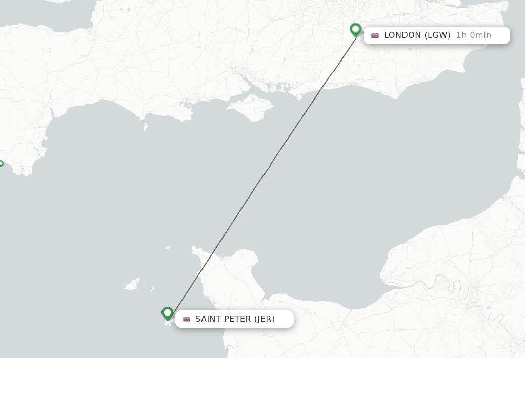 Flights from Saint Peter to London route map