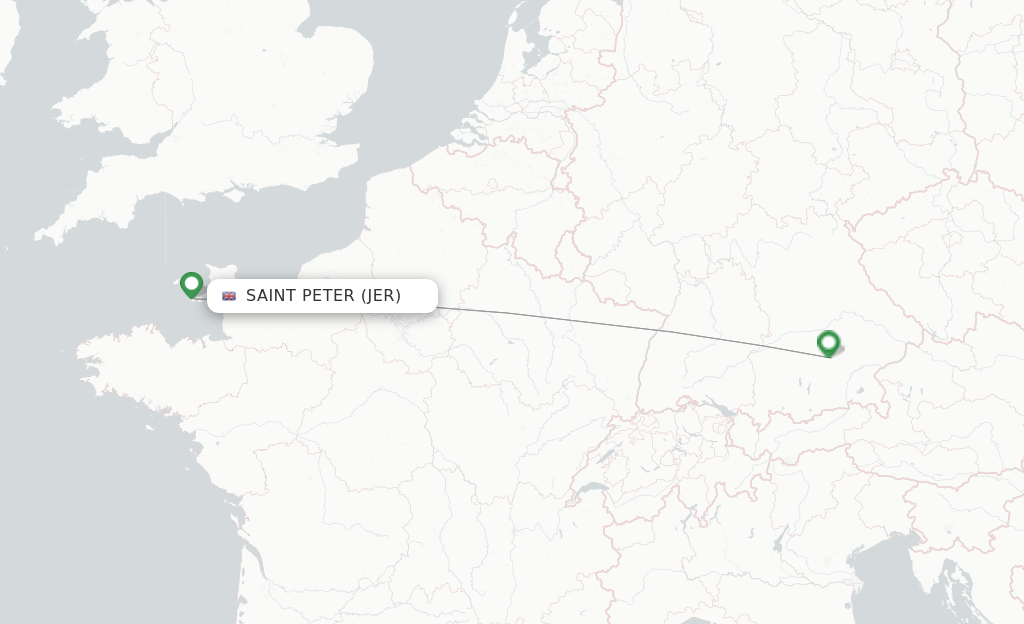 Route map with flights from Saint Peter with Lufthansa