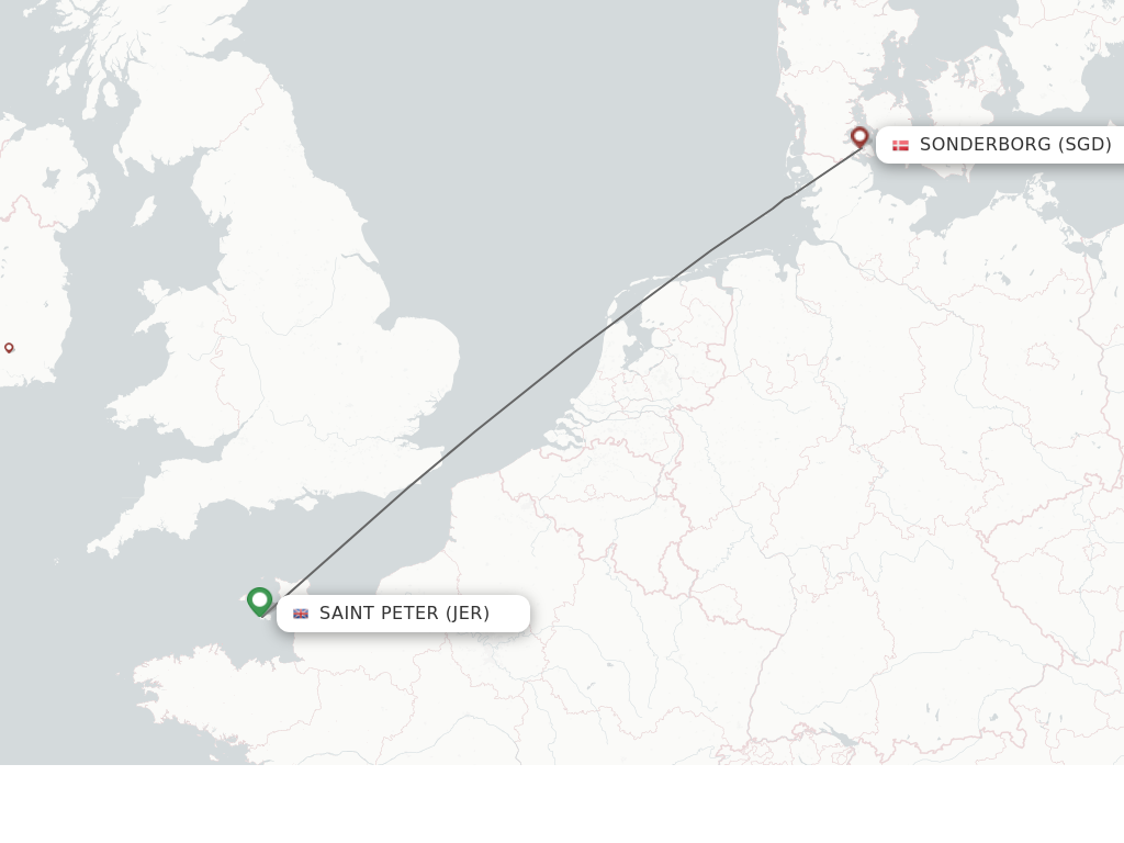 Flights from Jersey to Sonderborg route map