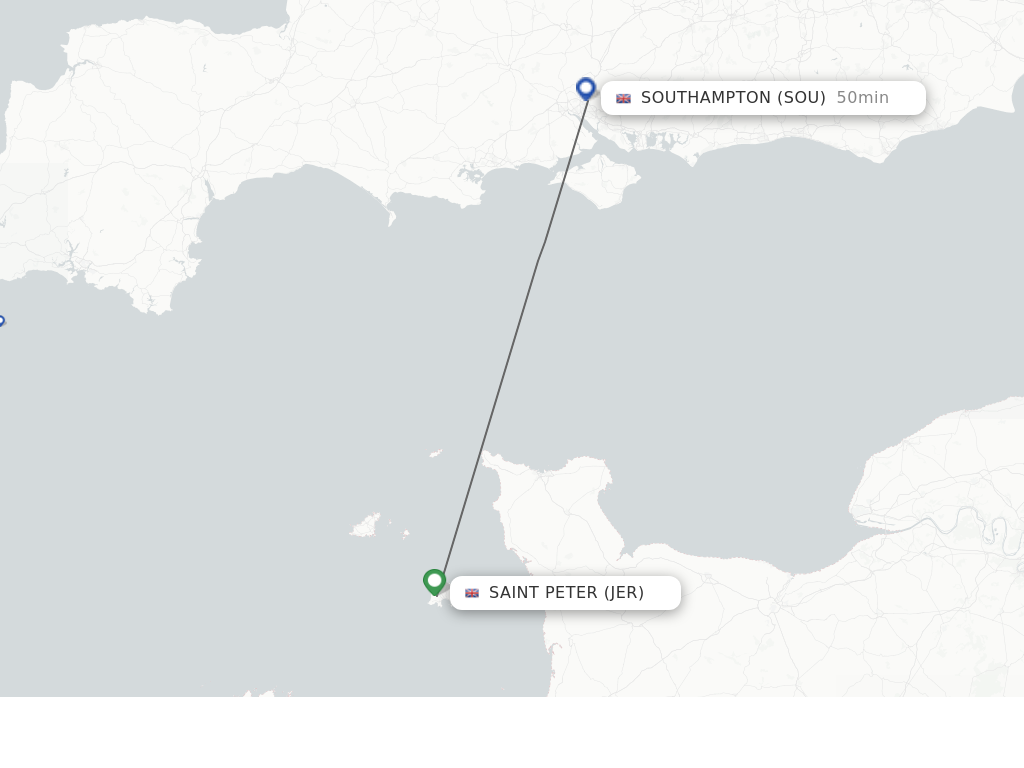 Flights from Saint Peter to Southampton route map