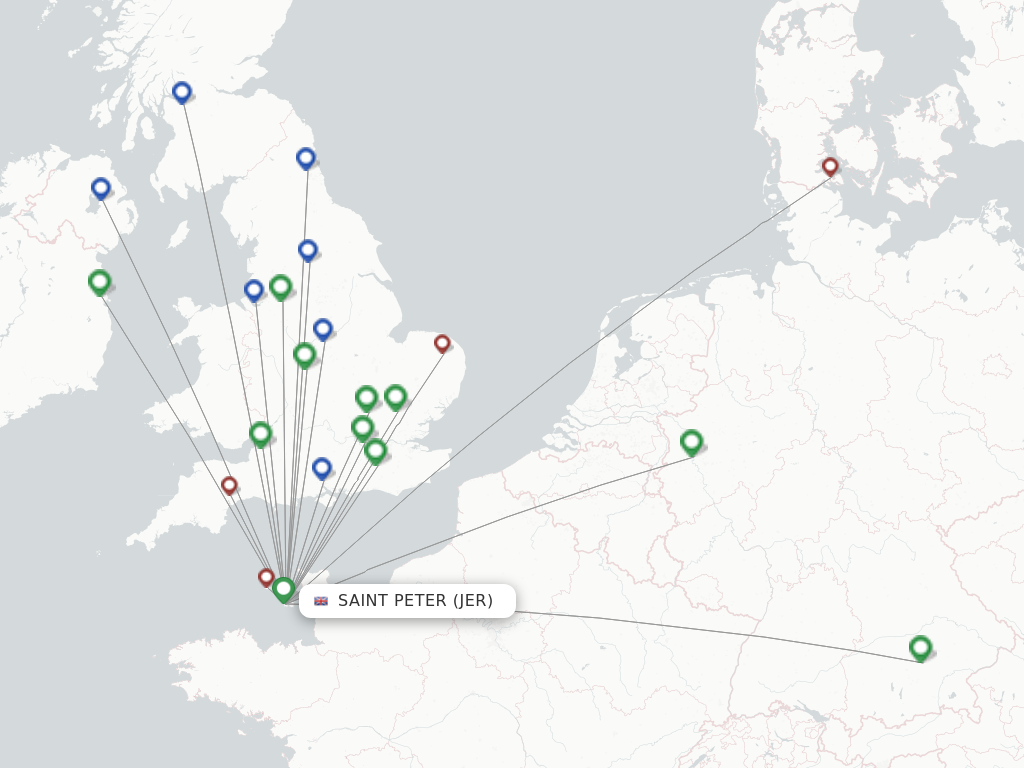Flights from Saint Peter to Lubeck route map