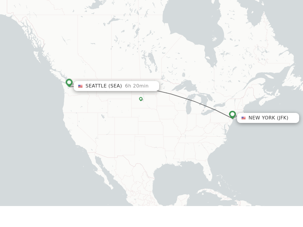 Flights from New York to Seattle route map