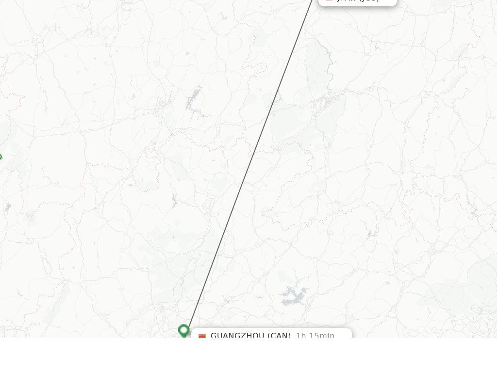 Flights from Ji'An to Guangzhou route map