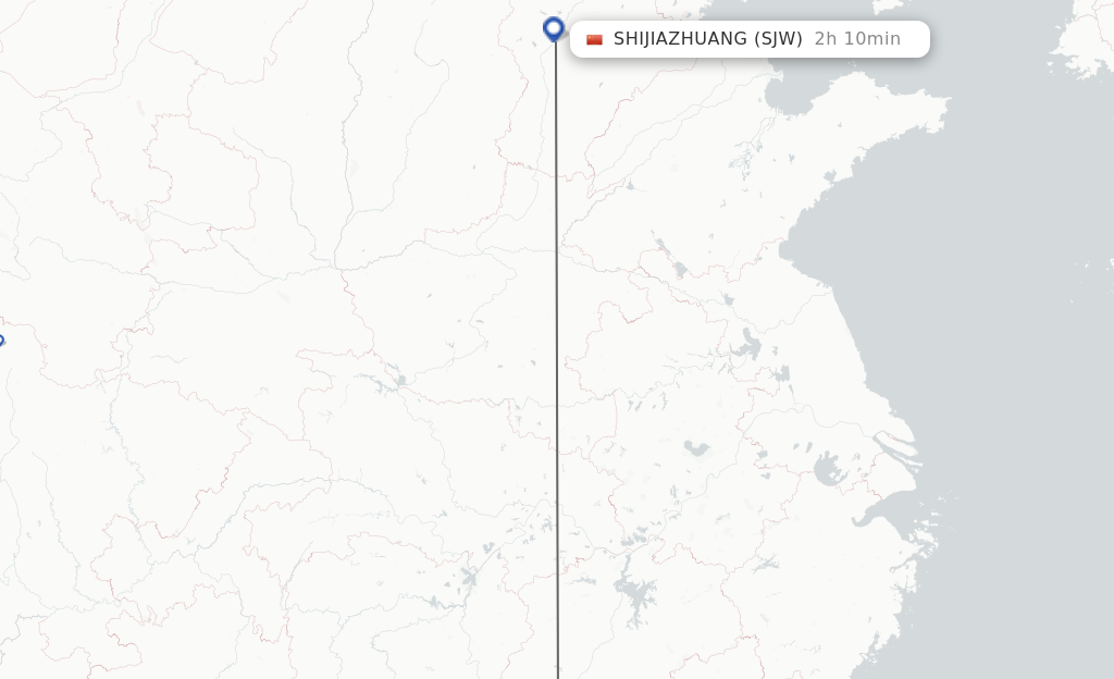 Flights from Ji'An to Shijiazhuang route map