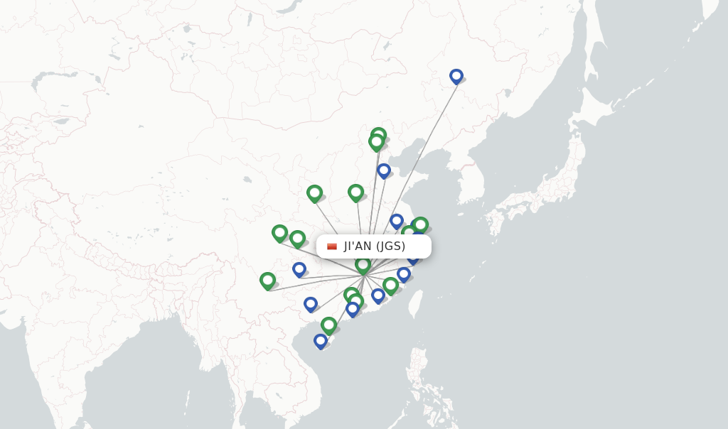 Flights from Ji'An to Beihai route map