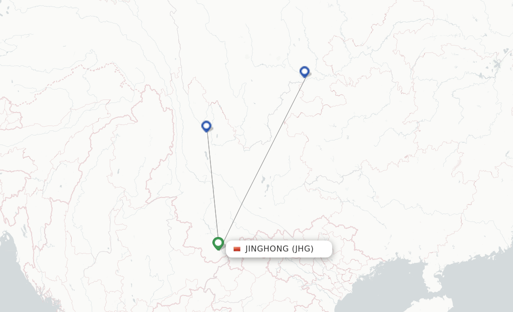 Route map with flights from Jinghong with Qingdao Airlines
