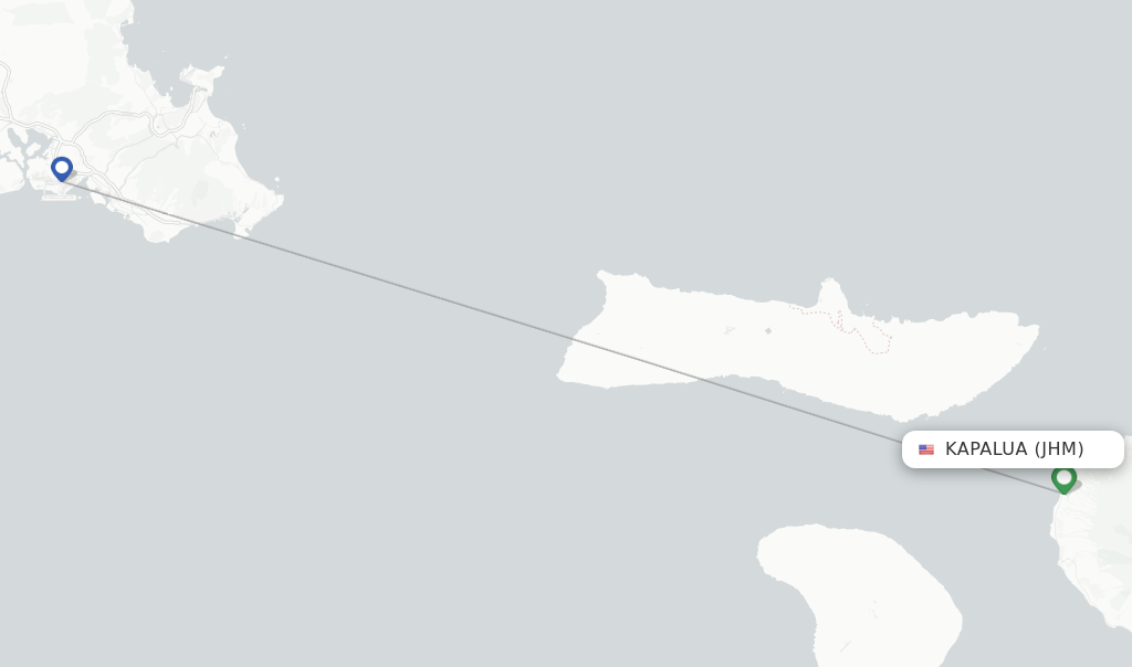 Route map with flights from Kapalua with Southern