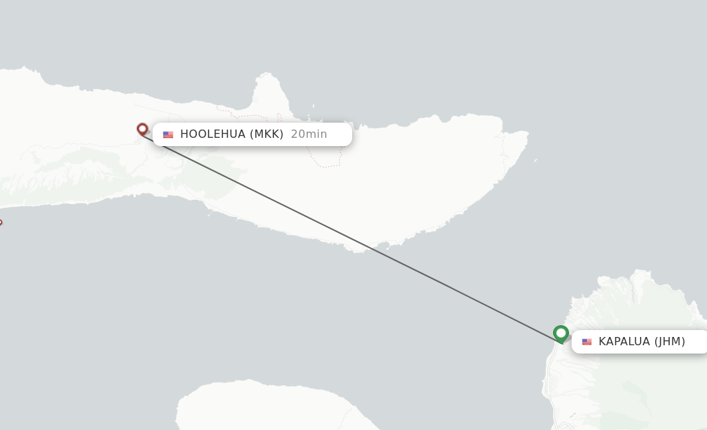 Flights from Kapalua to Hoolehua route map