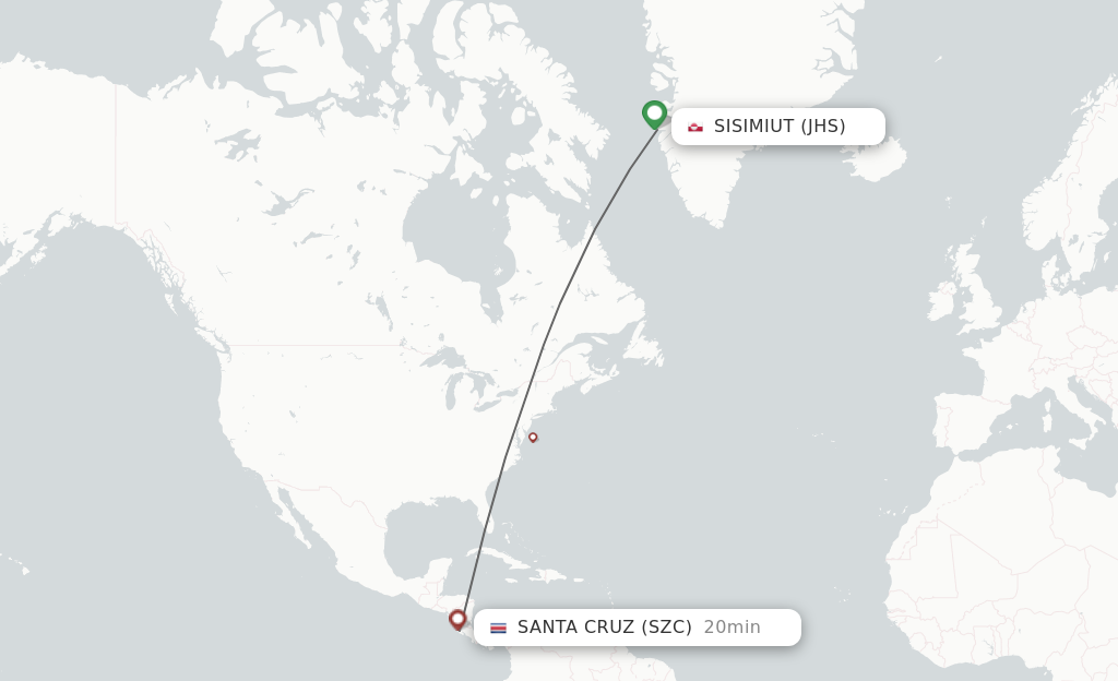 Flights from Sisimiut to Sarfannguaq route map