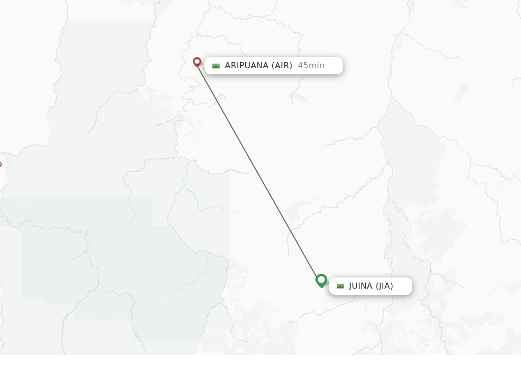 Flights from Juina to Aripuana route map