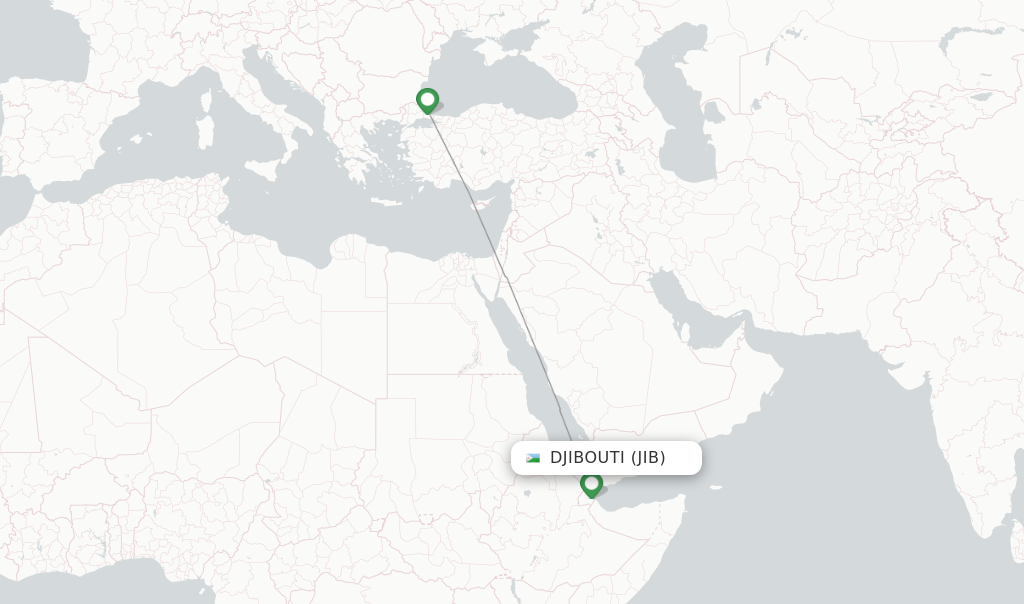 Route map with flights from Djibouti with Turkish Airlines