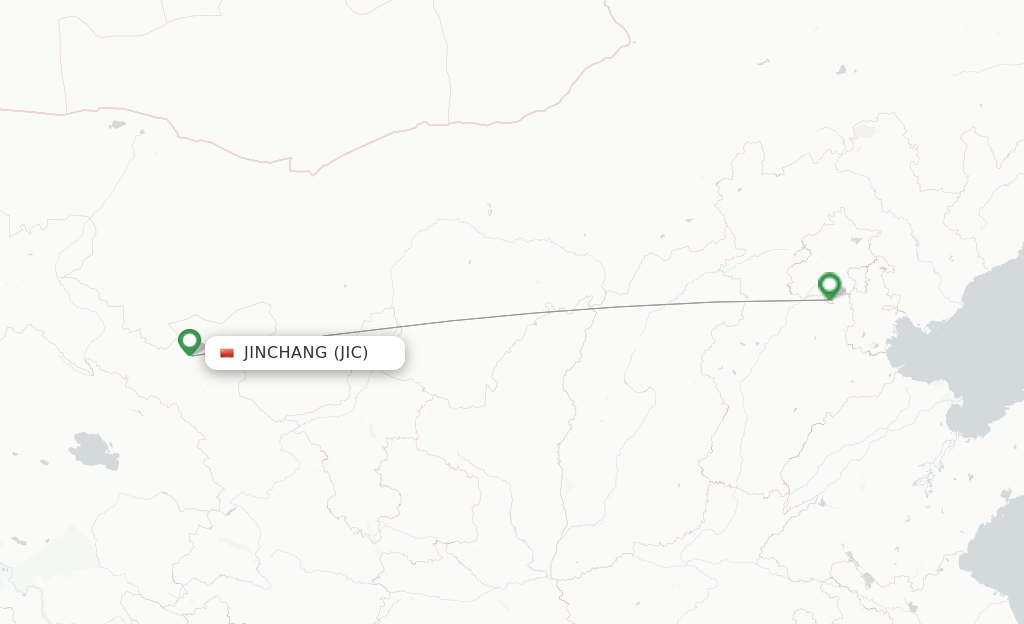 Route map with flights from Jinchang with Hebei Airlines