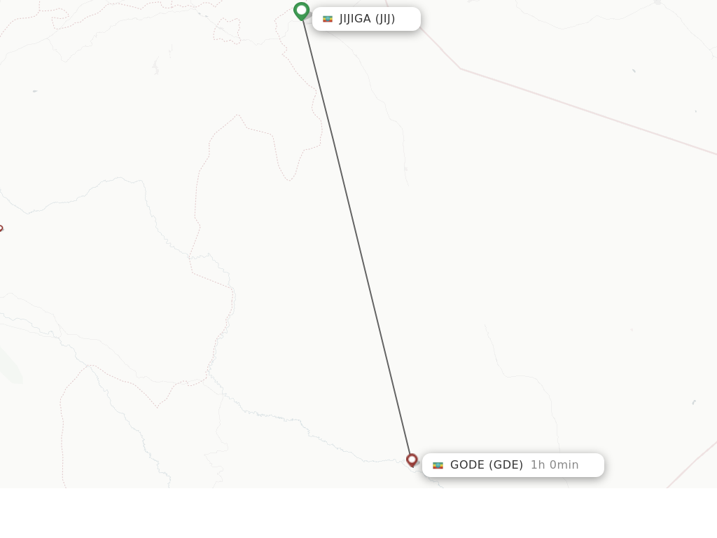 Flights from Jijiga to Gode/Iddidole route map