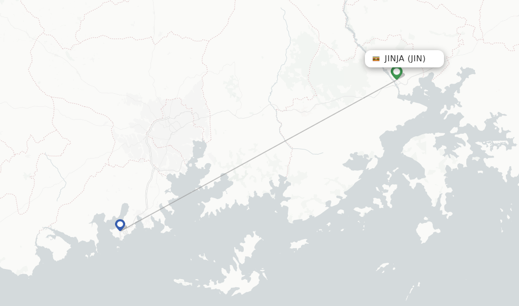 Flights from Jinja to Kajjansi route map
