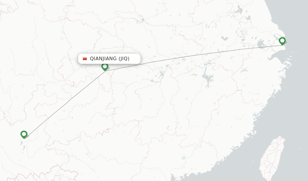 Route map with flights from Qianjiang with Spring Airlines