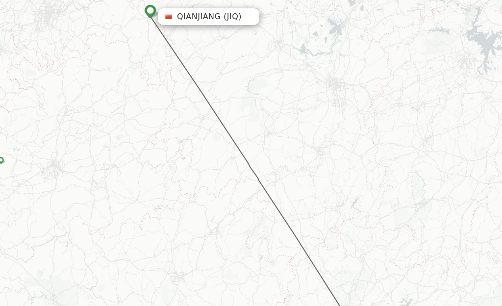 Flights from Qianjiang to Guangzhou route map