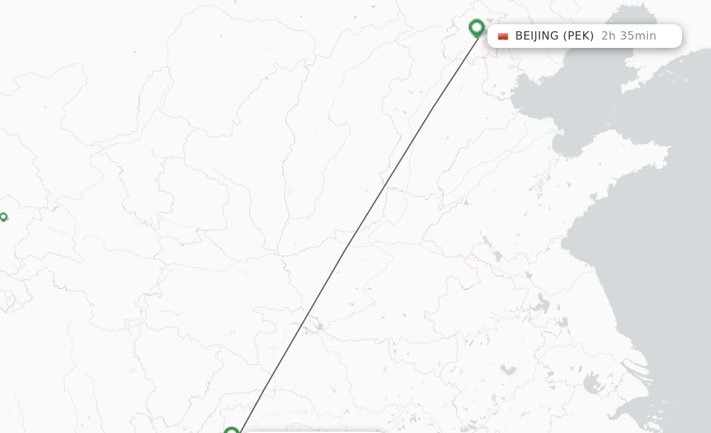 Flights from Qianjiang to Beijing route map