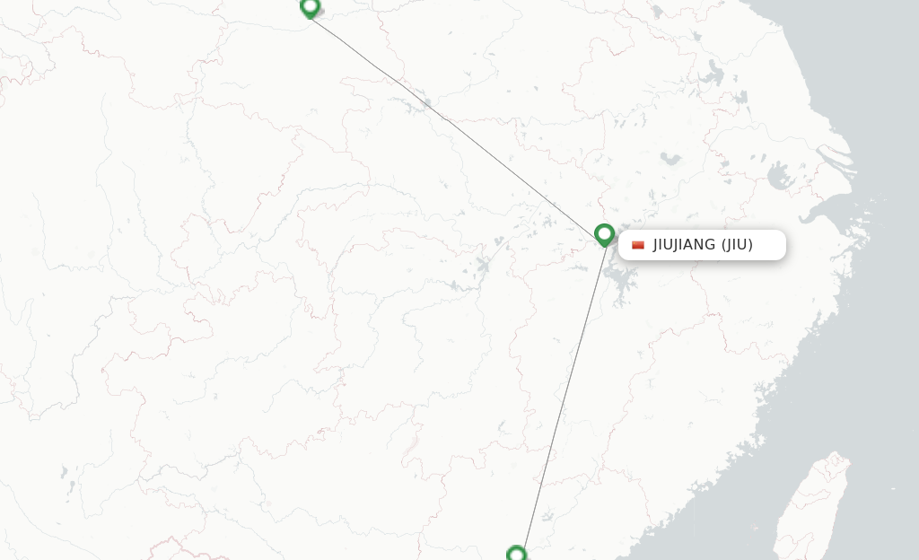 Route map with flights from Jiujiang with OkAir
